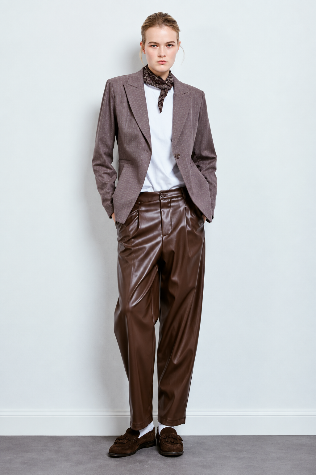Barrel Faux-leather Pants