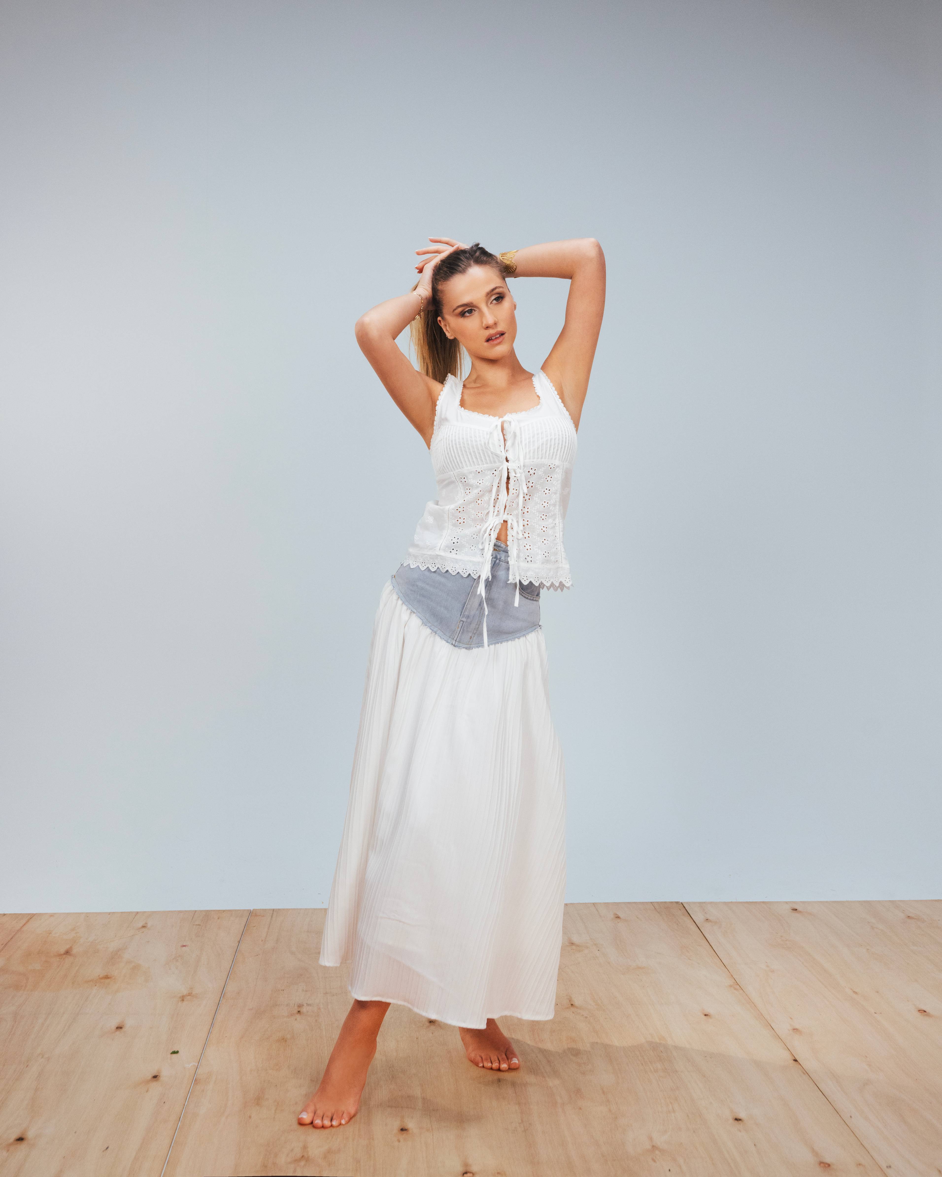 Half Denim Skirt