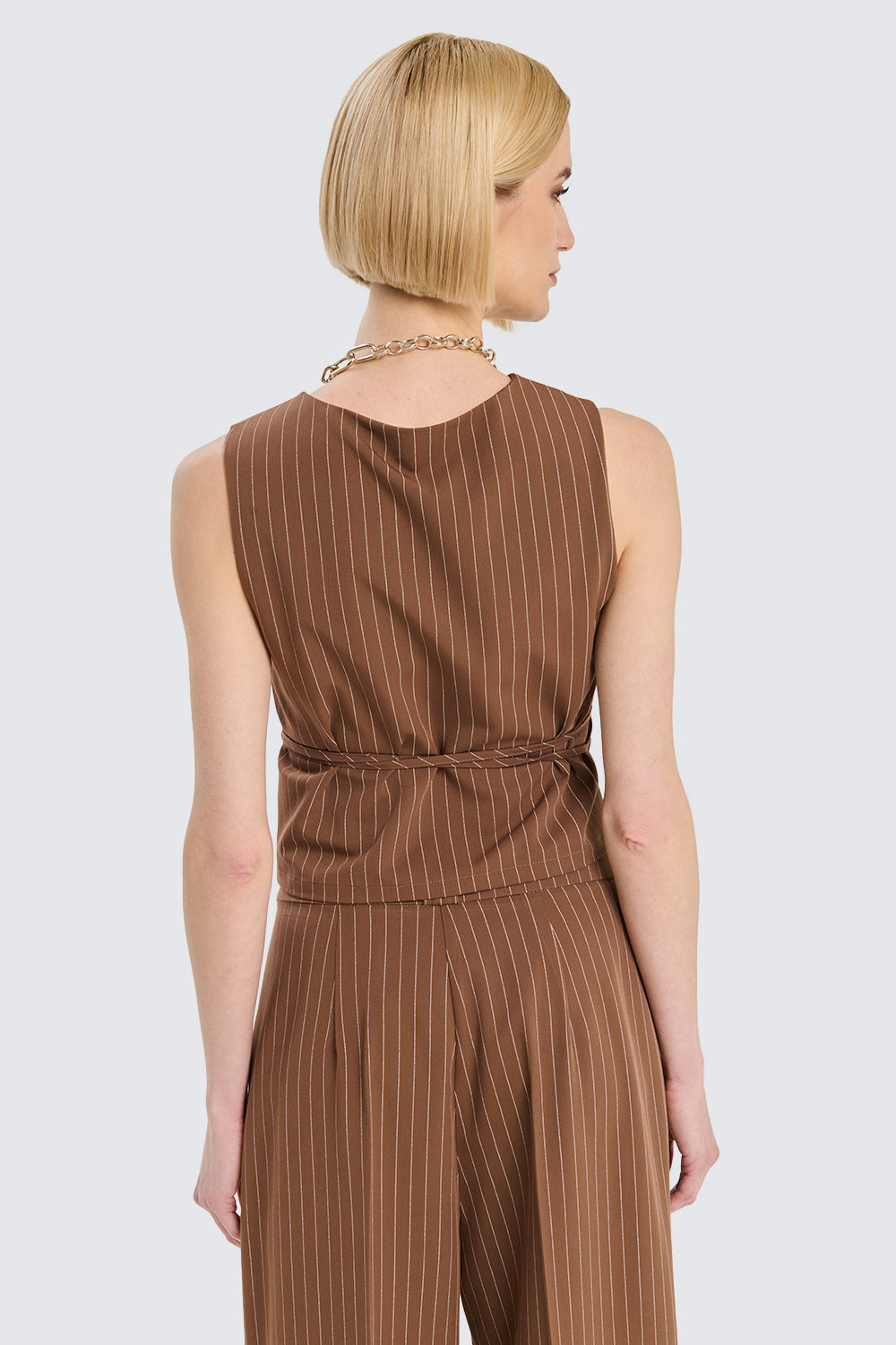 Pinstriped Lace Vest