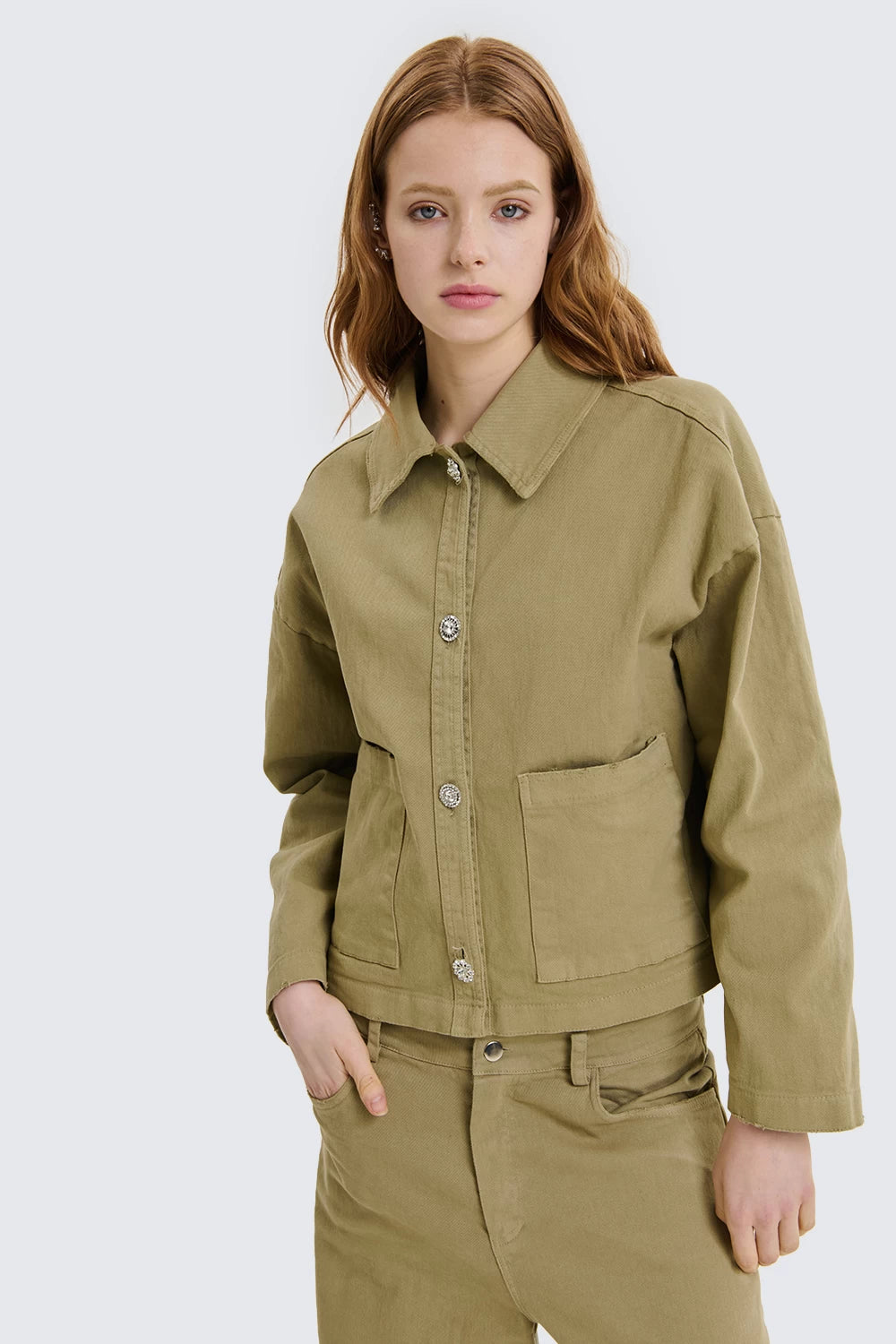 Rhinestone Button Jacket