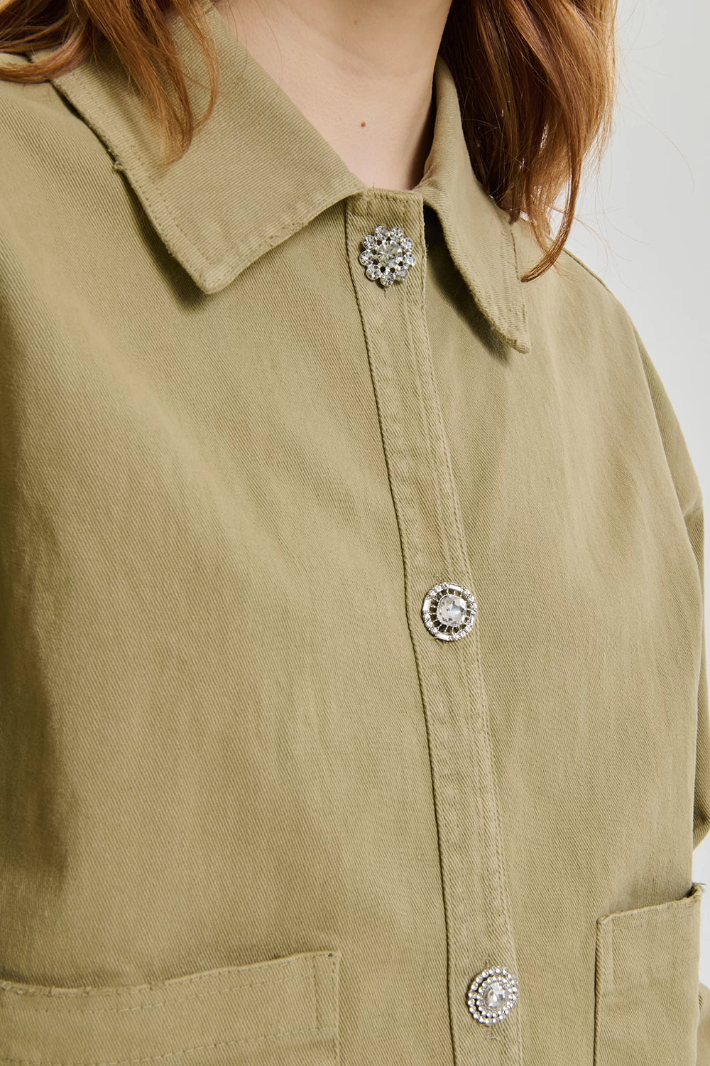 Rhinestone Button Jacket