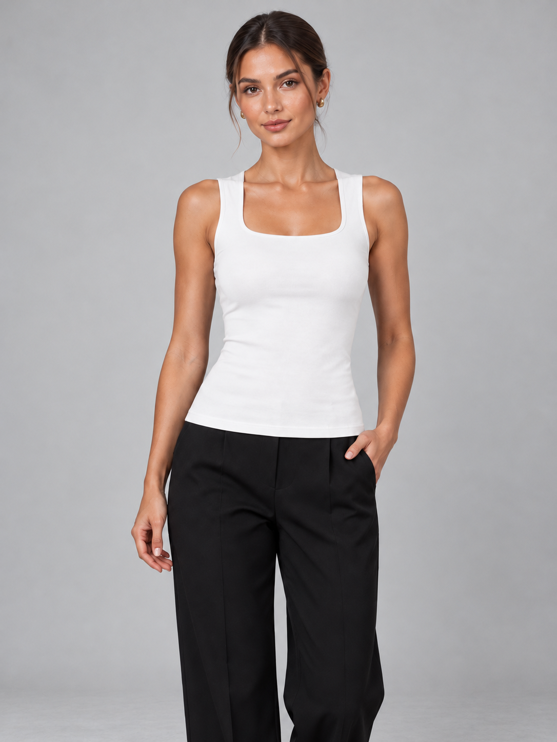 Sleeveless Square-Neck Top