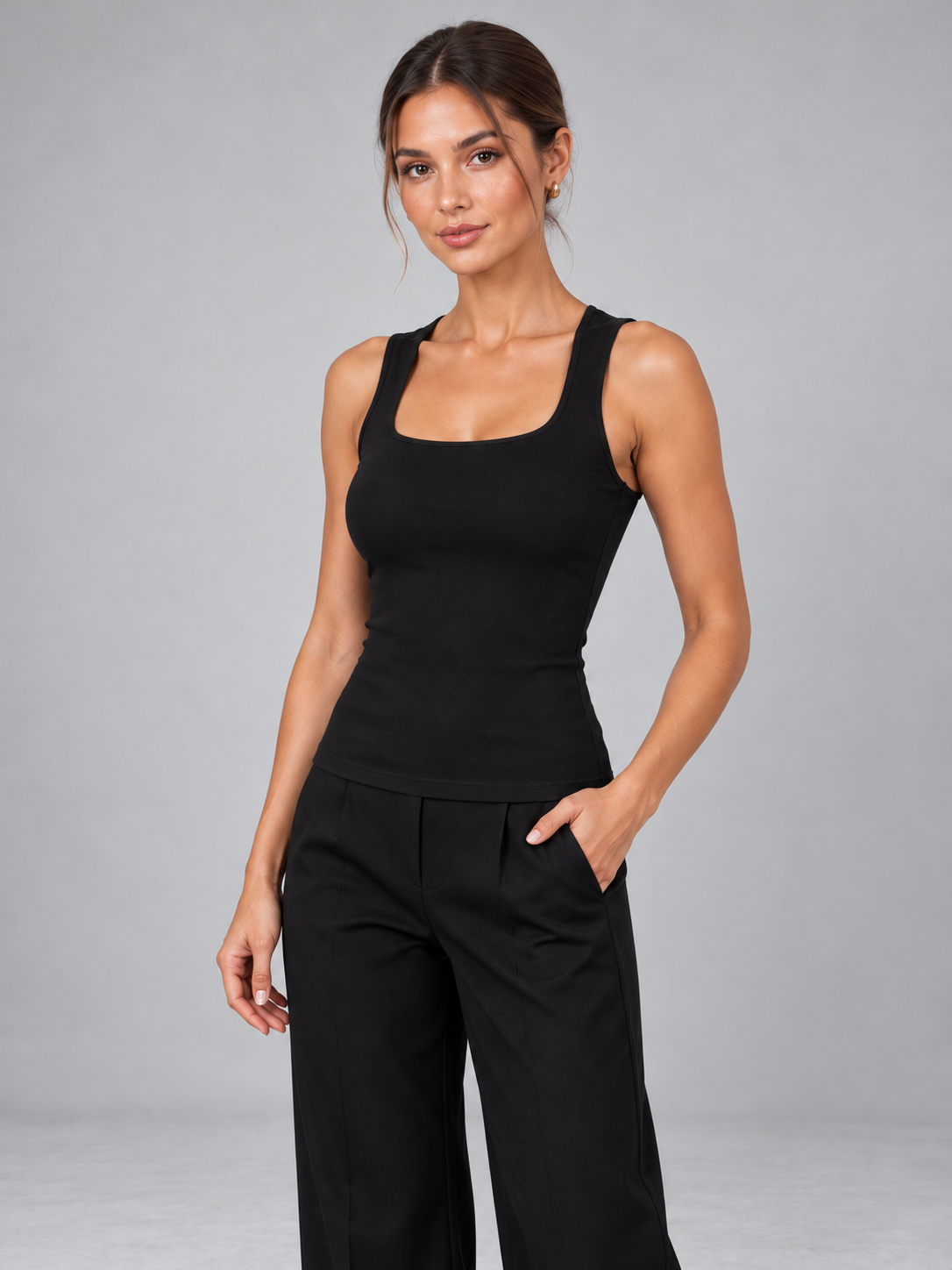 Sleeveless Square-Neck Top