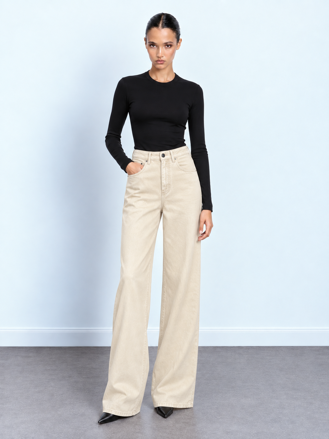 Wide-Leg Cotton Trousers