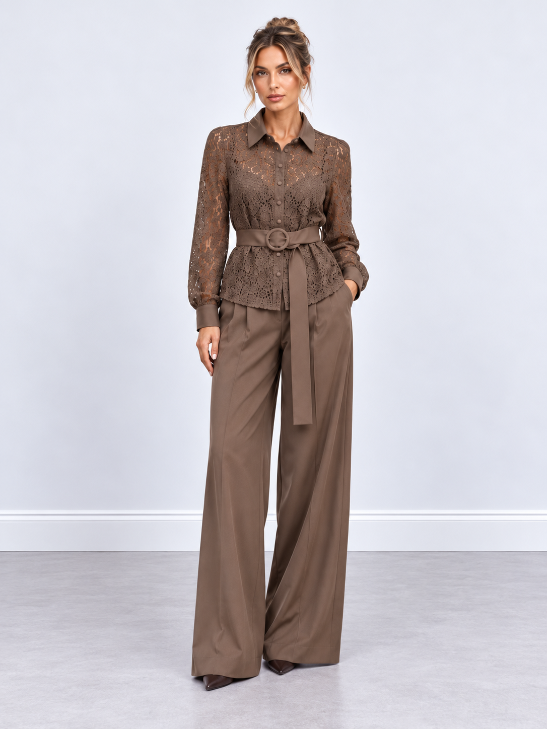 Belted Lace Set