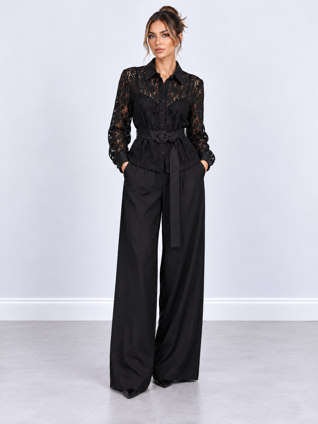 Belted Lace Set