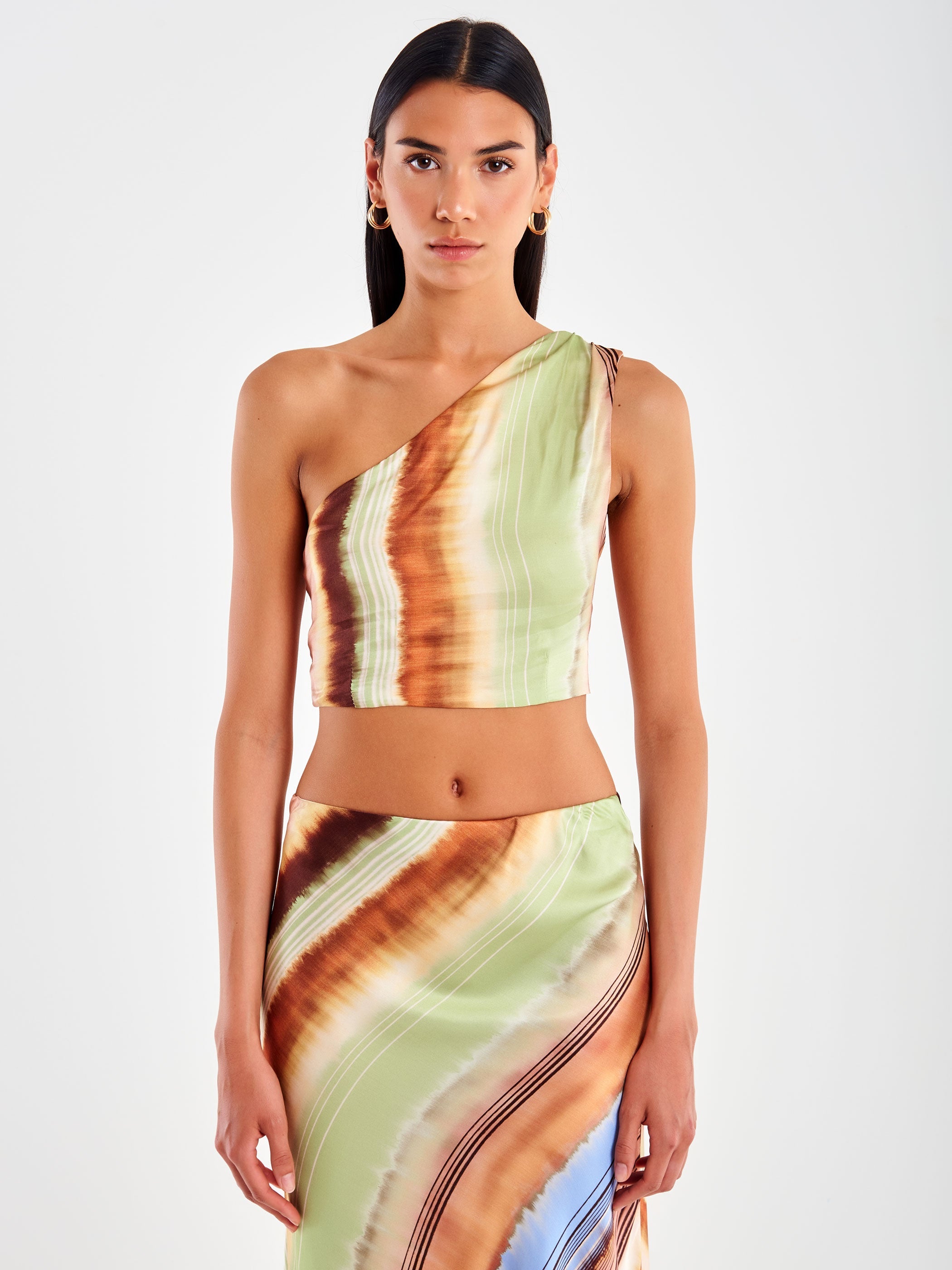 One-Shoulder Satin Top
