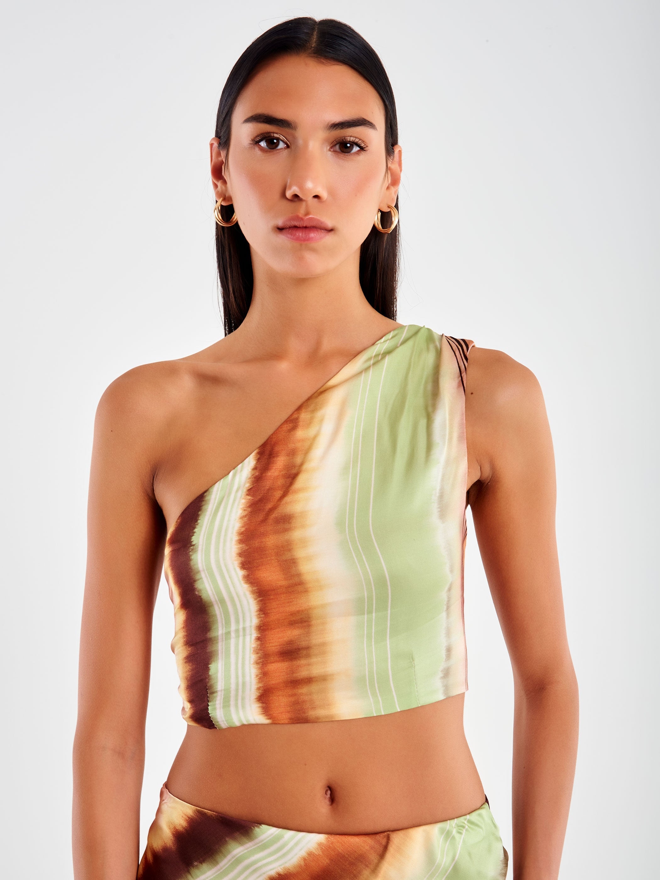 One-Shoulder Satin Top