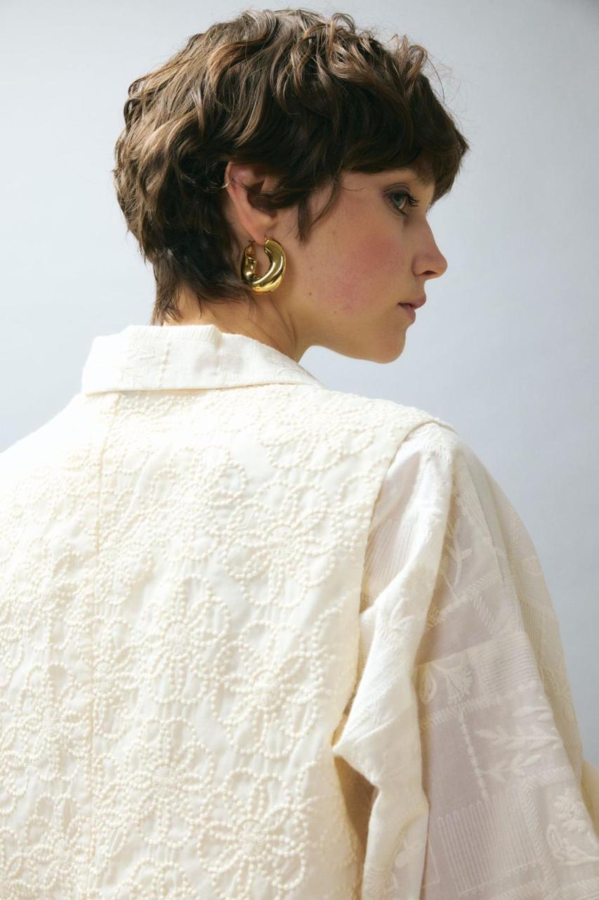 3/4 Sleeve Embroidered Shirt