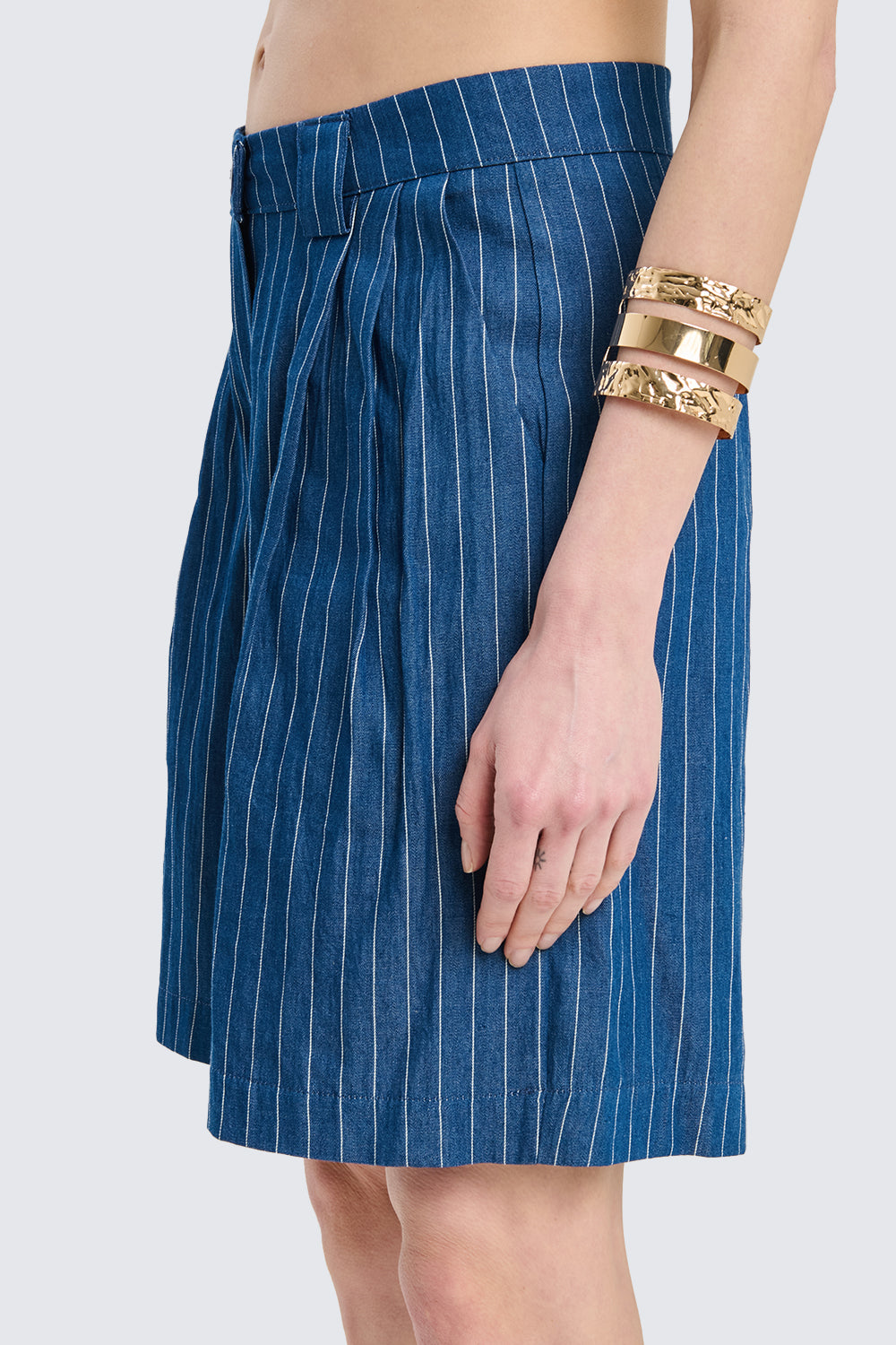 Pinstriped Denim Bermuda Shorts
