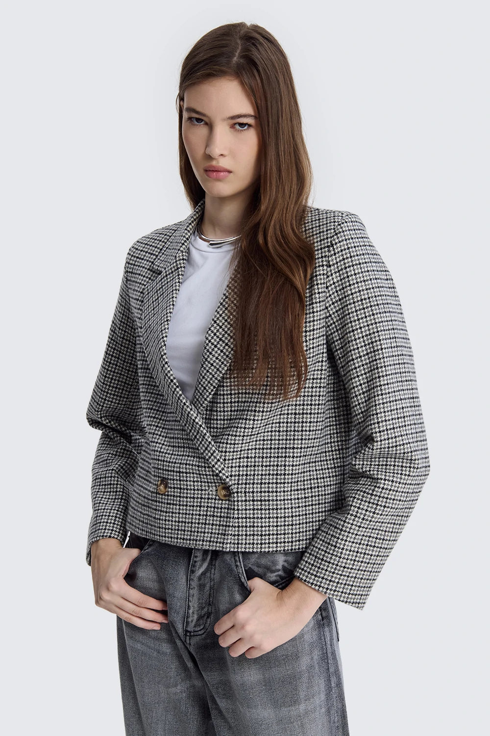 Crop Check Jacket