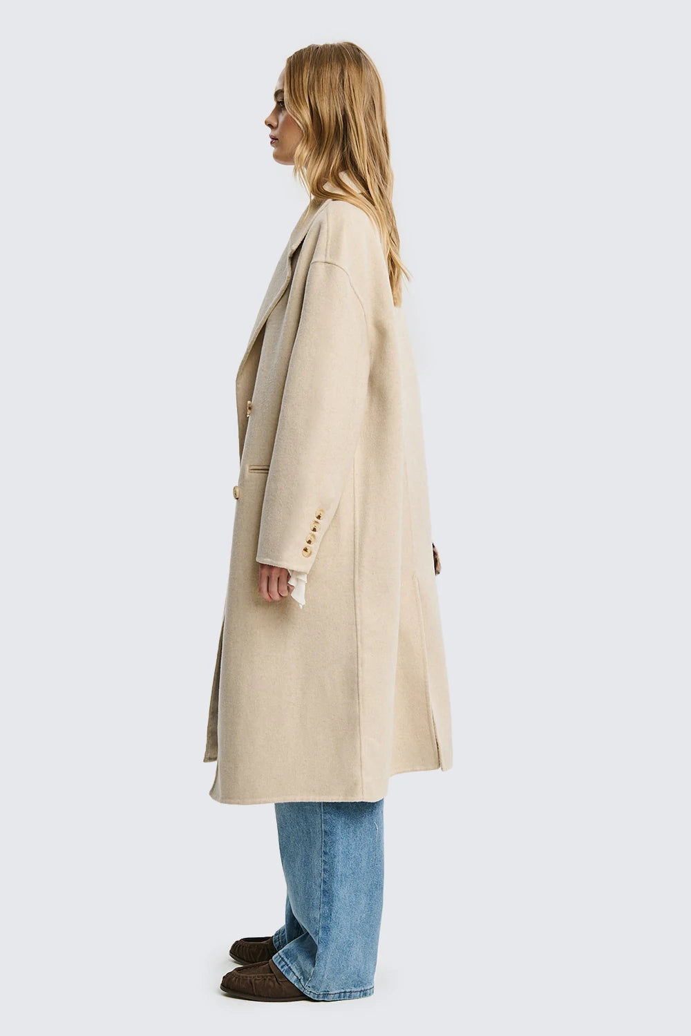 Long Double-Breasted Wool Coat