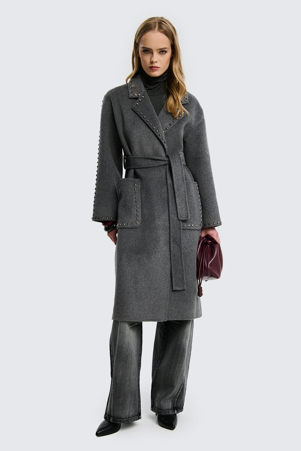 Wool Coat With Studs