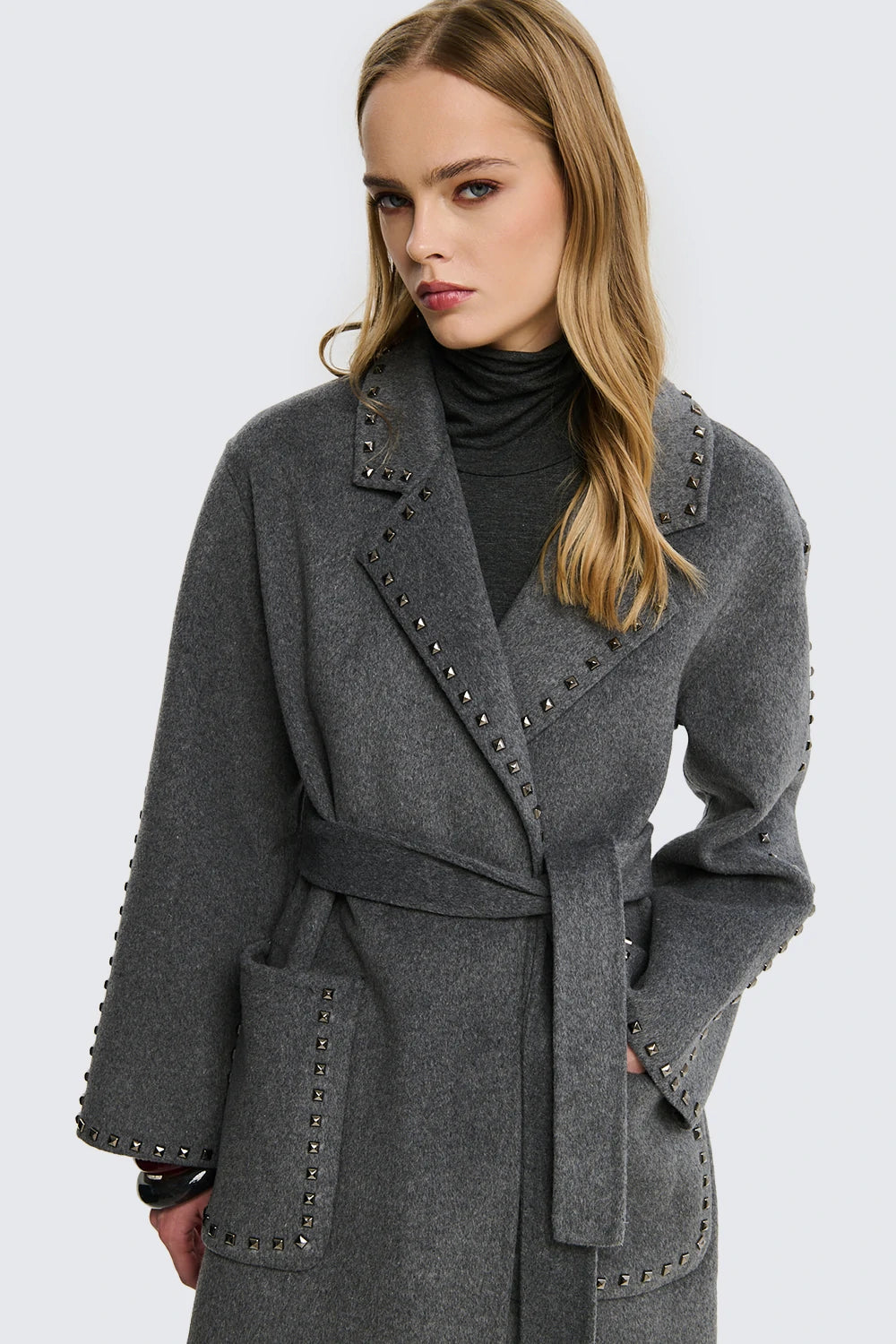 Wool Coat With Studs