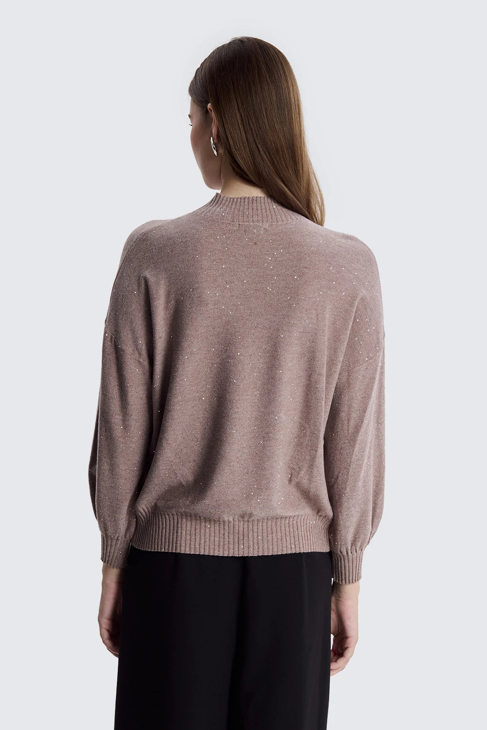 Oversized Turtleneck With Micro Sequins