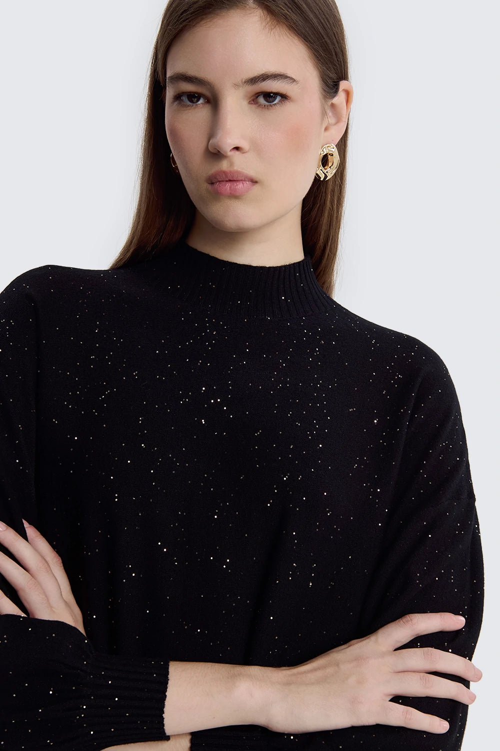 Oversized Turtleneck With Micro Sequins