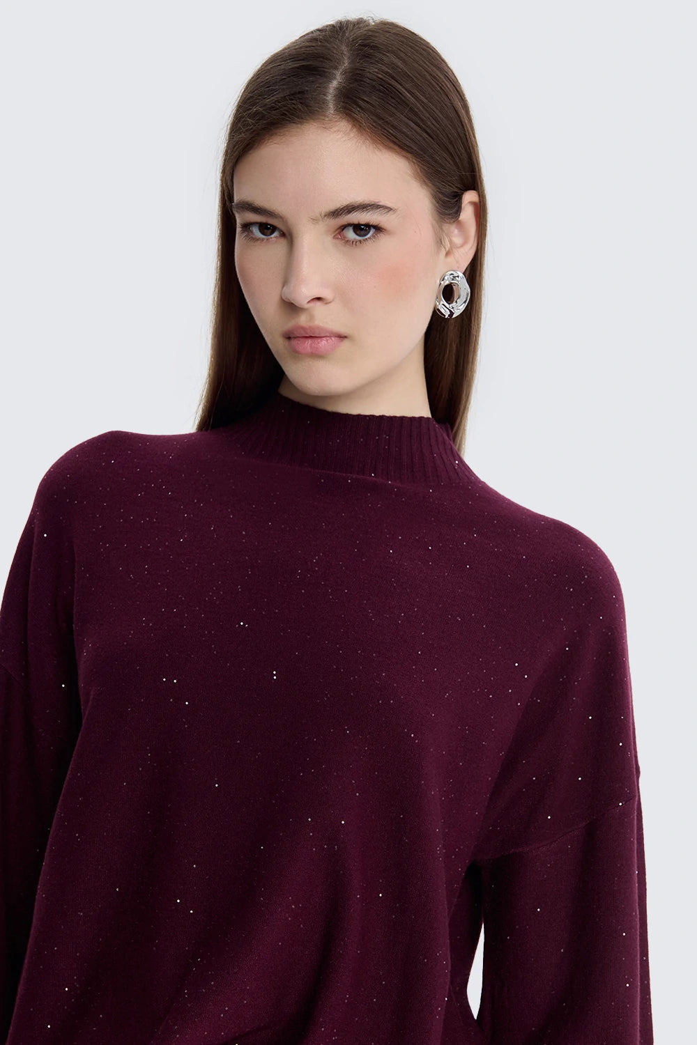 Oversized Turtleneck With Micro Sequins