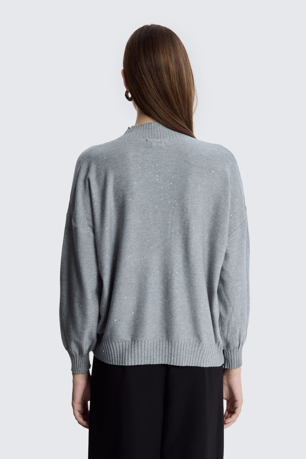 Oversized Turtleneck With Micro Sequins