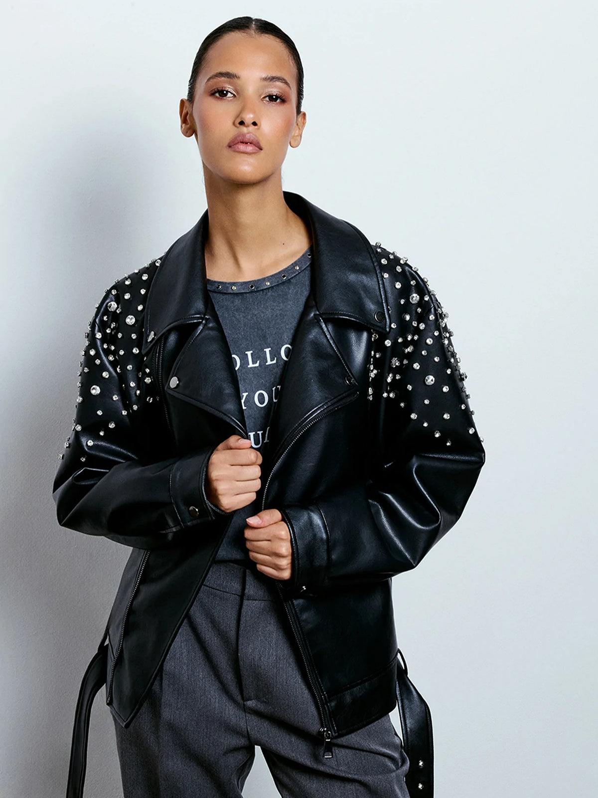 Rhinestone Biker Jacket