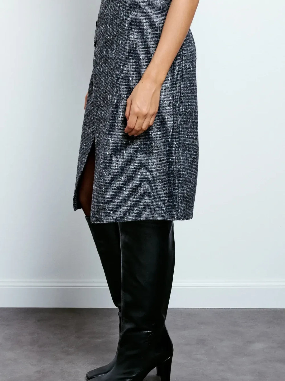 Bouclé Slit Skirt