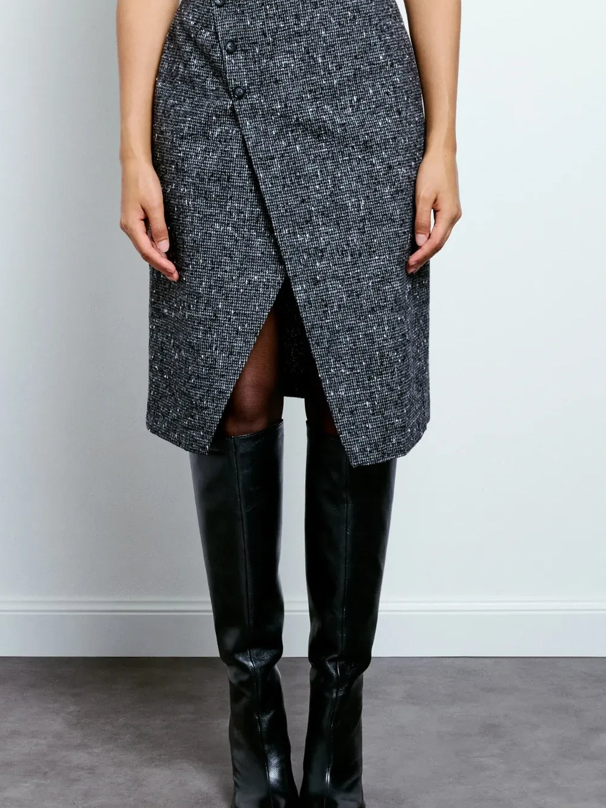 Bouclé Slit Skirt