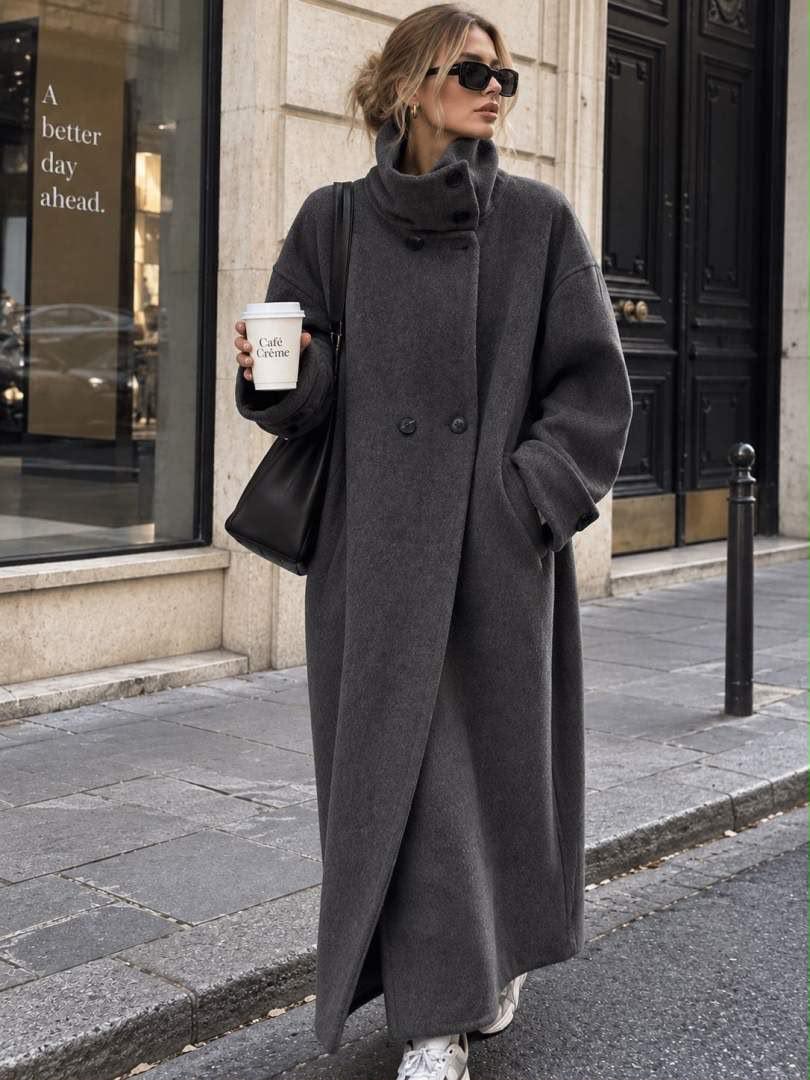 Sculpted-Collar Oversized Maxi Coat
