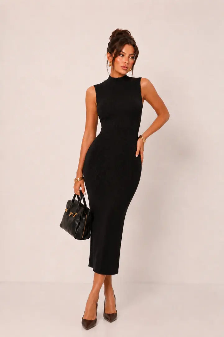 Gold-Button Bolero Ribbed Knit MIDI Dress Set