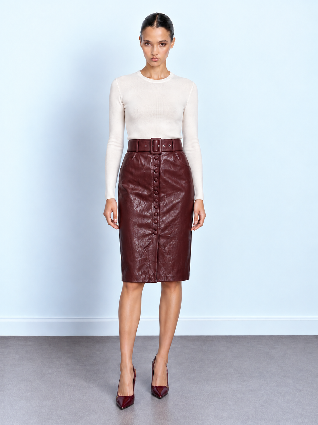 Croc Belted Skirt