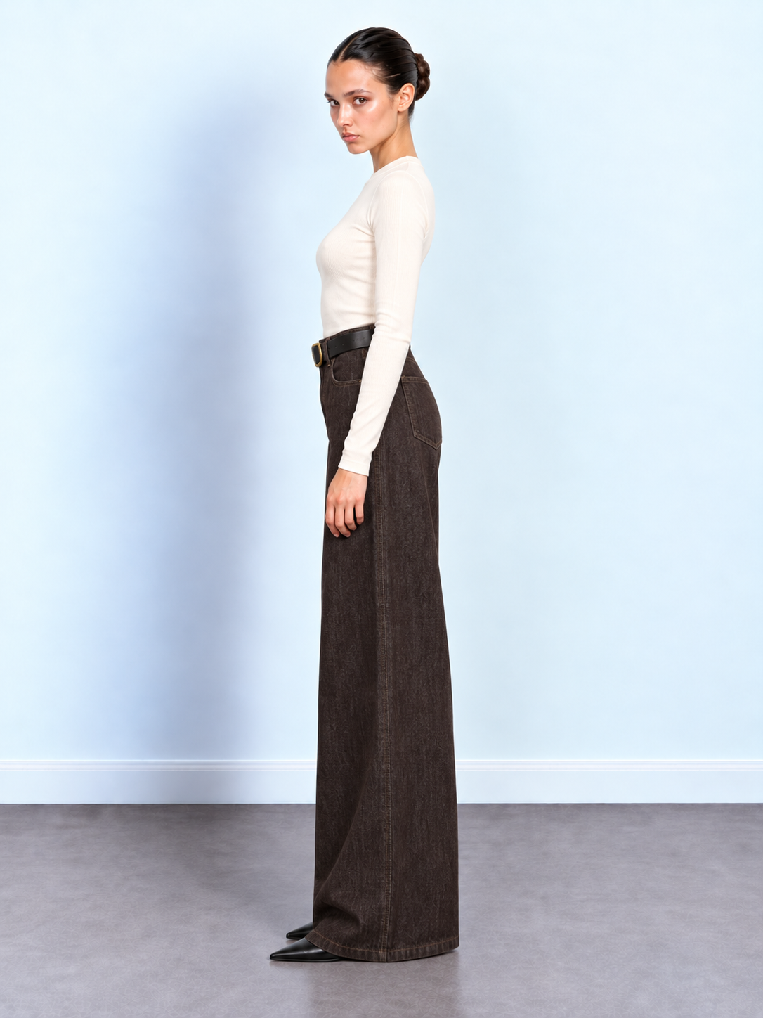 Caffè Textured Wide-Leg Pants