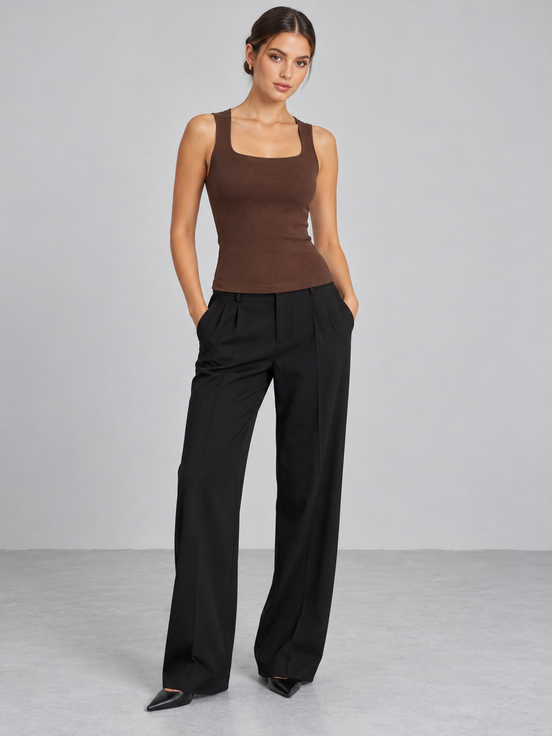 Sleeveless Square-Neck Top