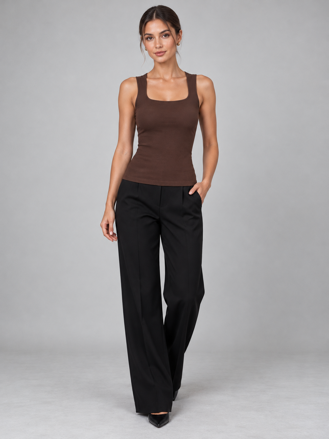 Sleeveless Square-Neck Top