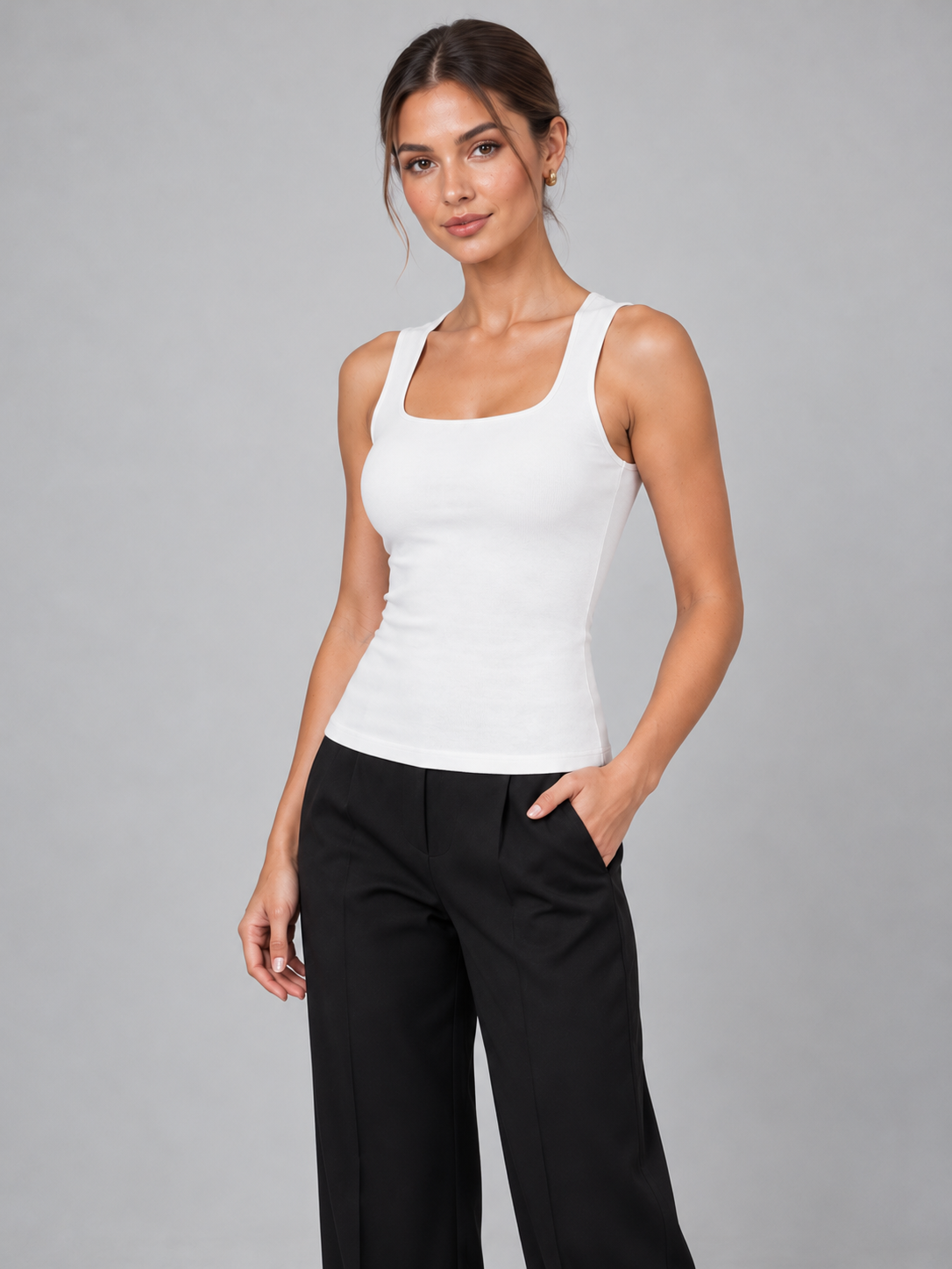 Sleeveless Square-Neck Top