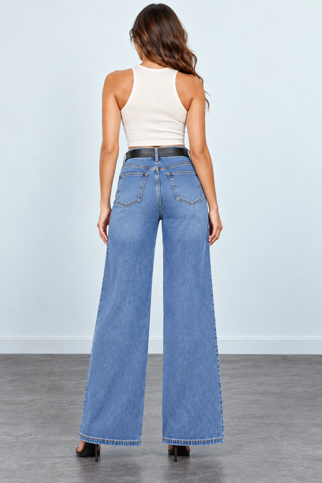Light-Wash Wide-Leg Jeans