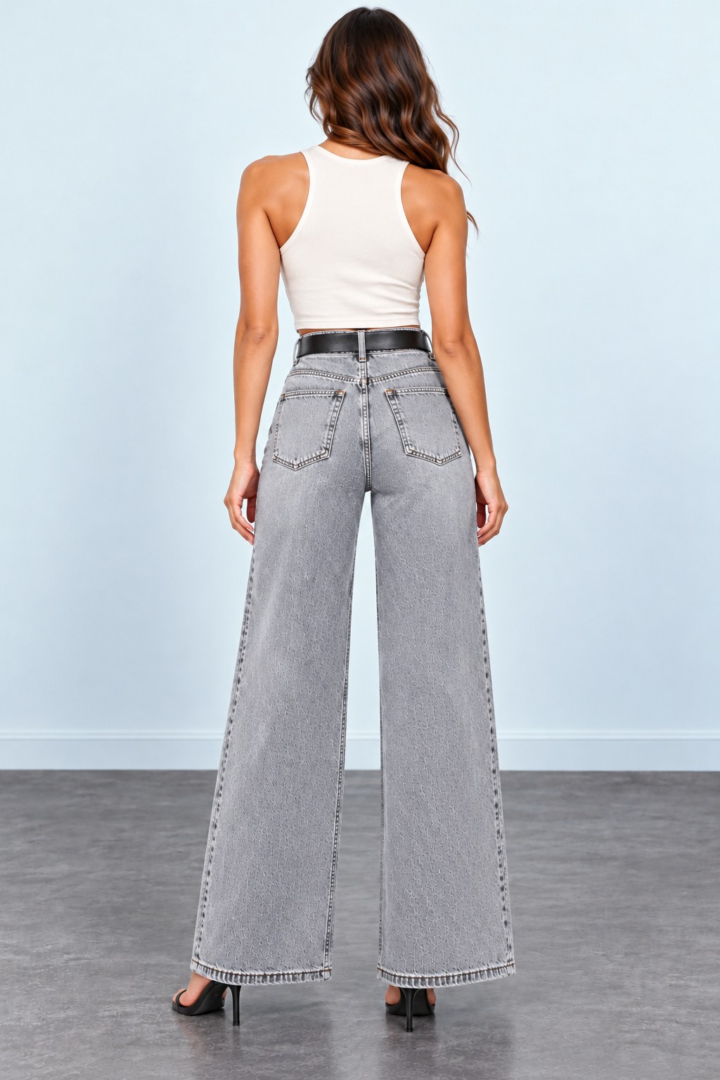 Washed Wide-Leg Jeans