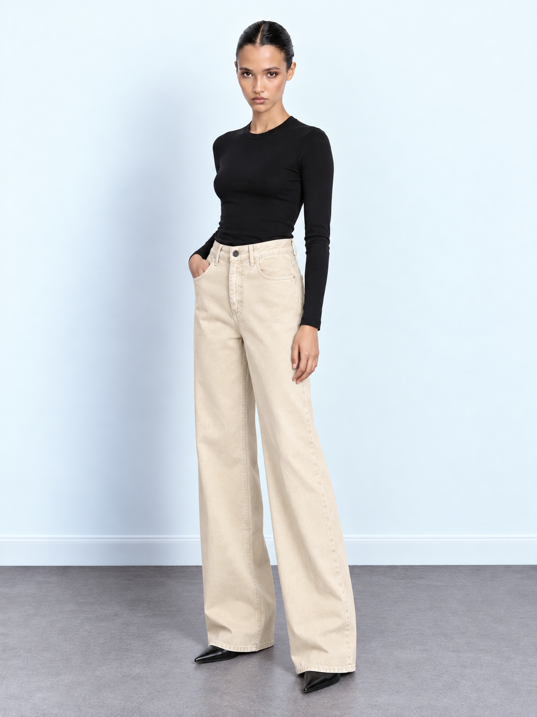Wide-Leg Cotton Trousers