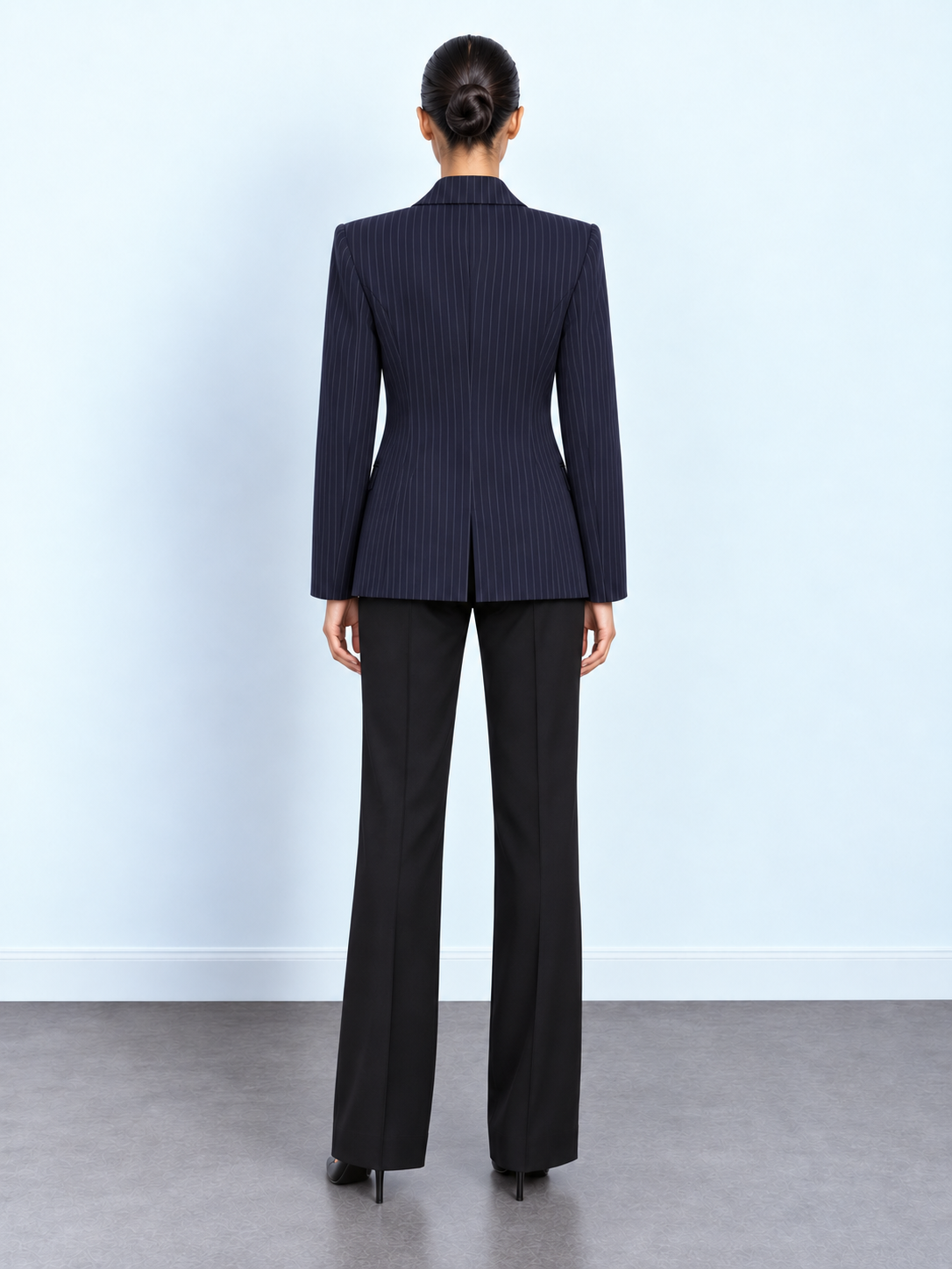 Gold-Button Pinstripe Blazer