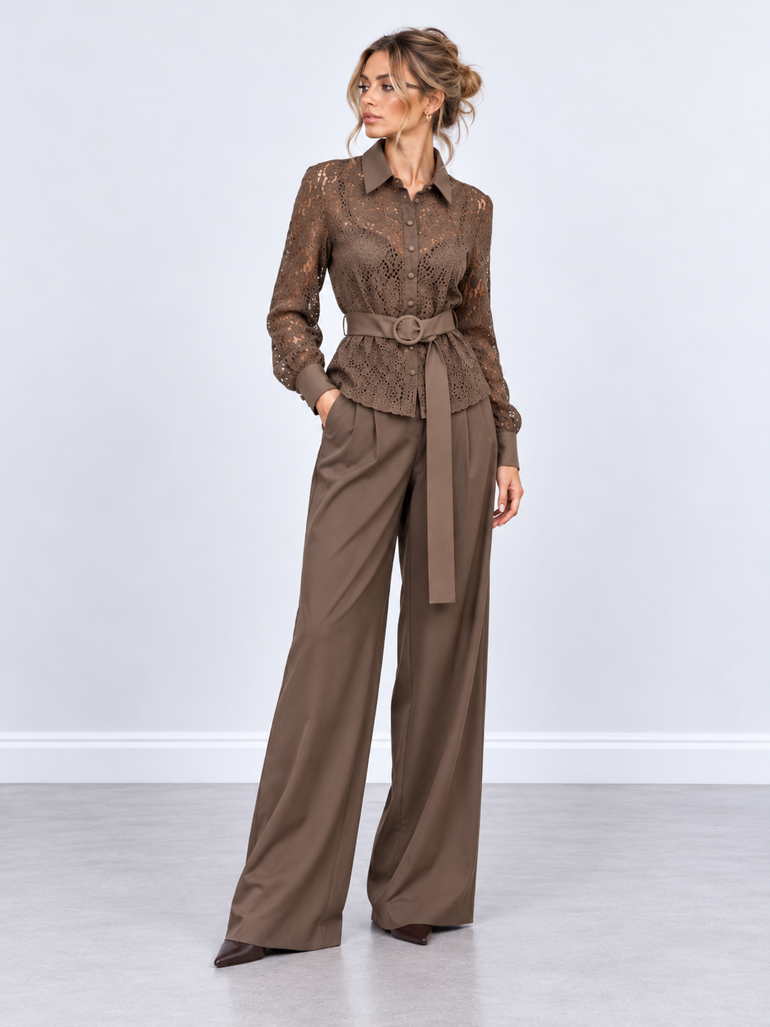 Belted Lace Set