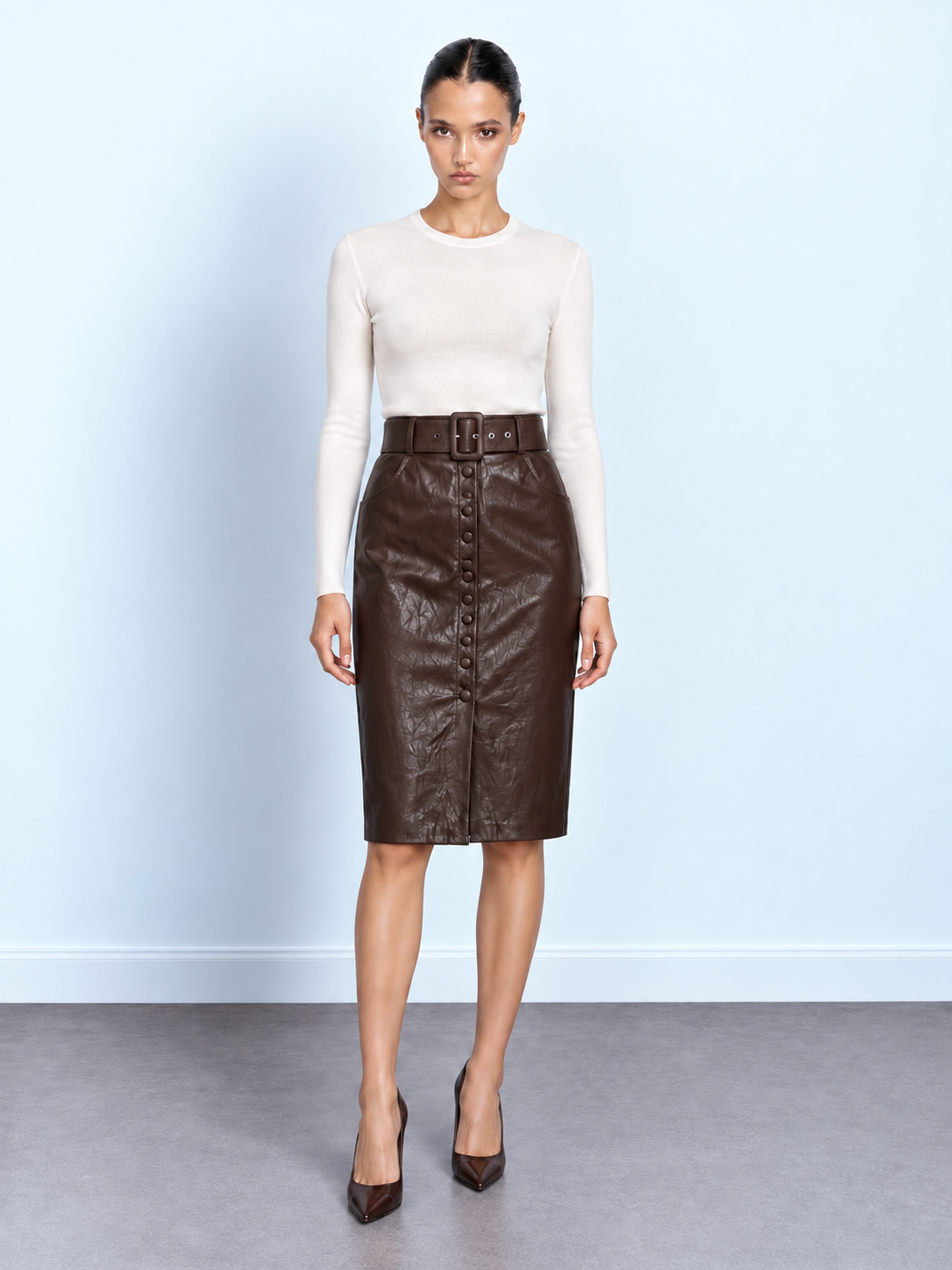 Croc Belted Skirt
