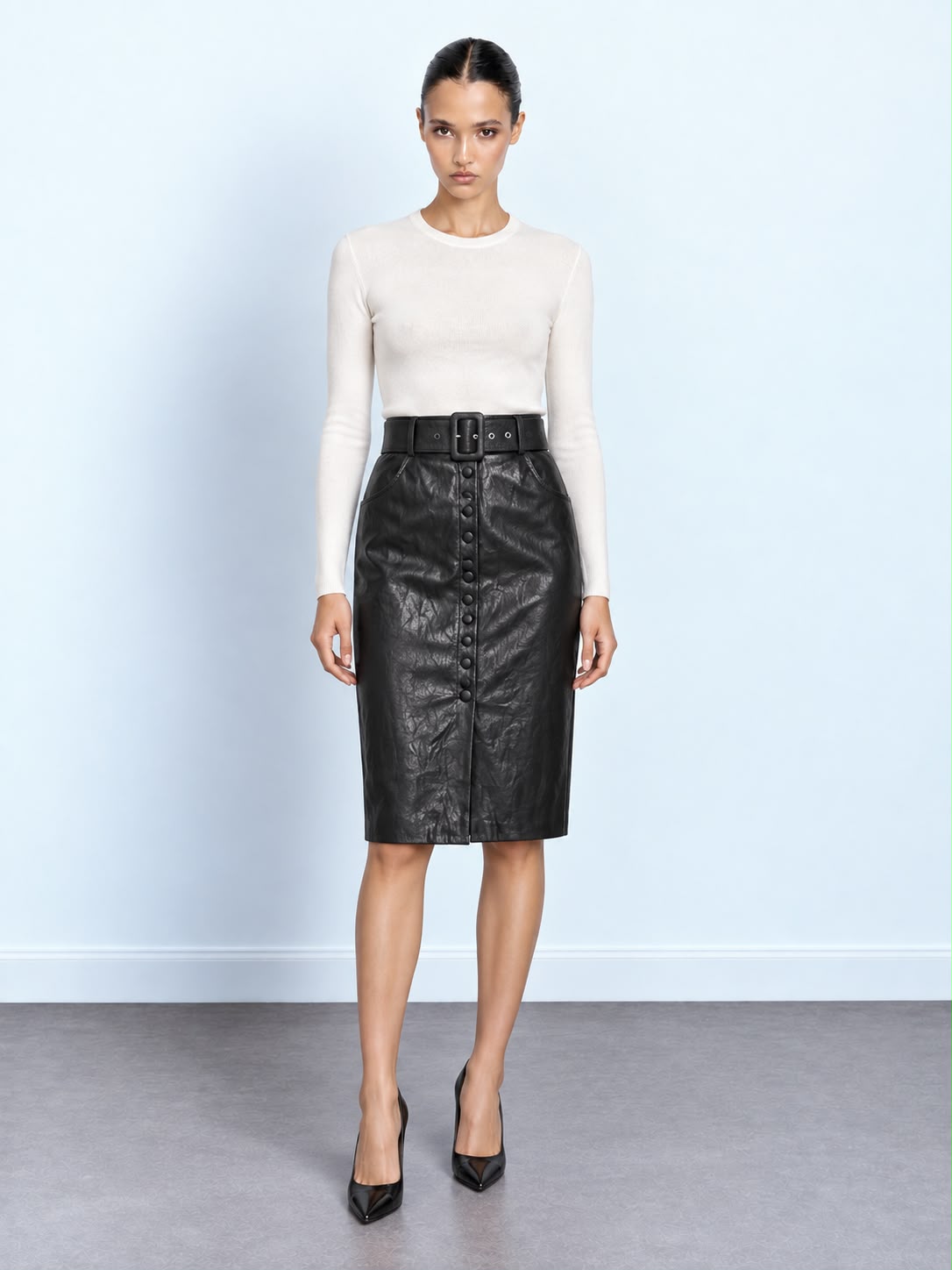 Croc Belted Skirt
