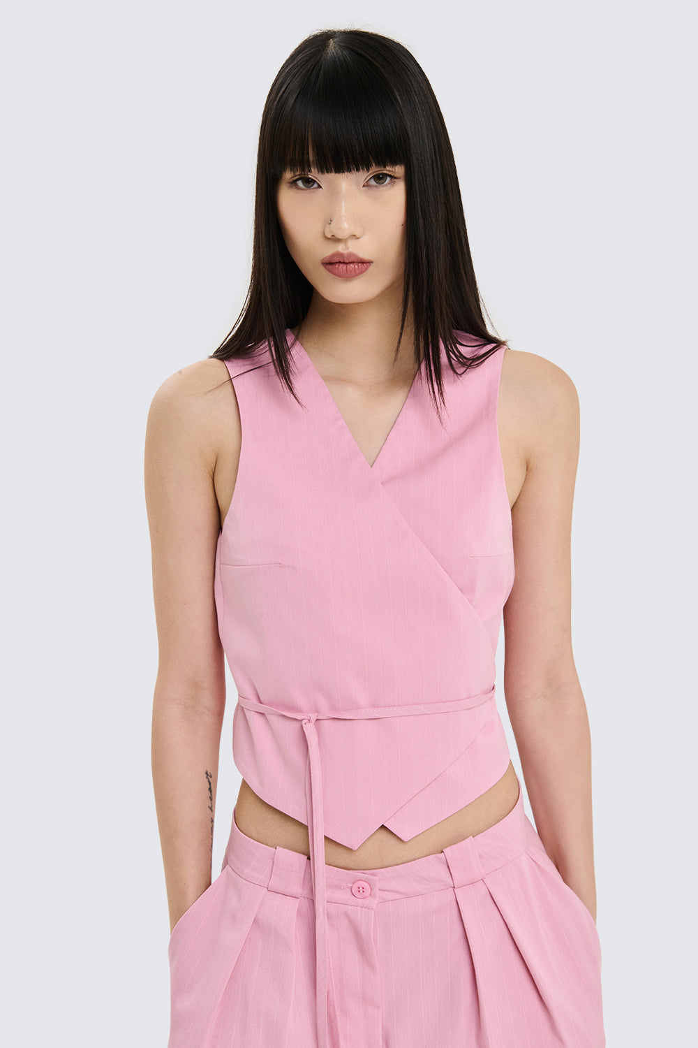 Vest with Pinstriped Lace