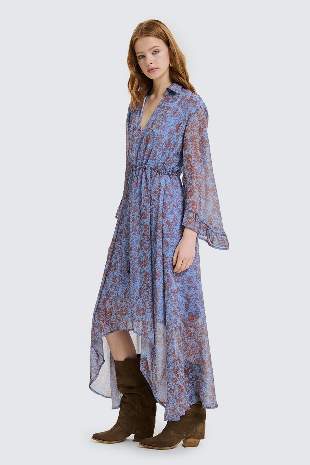 Provencal Asymmetric Long Dress