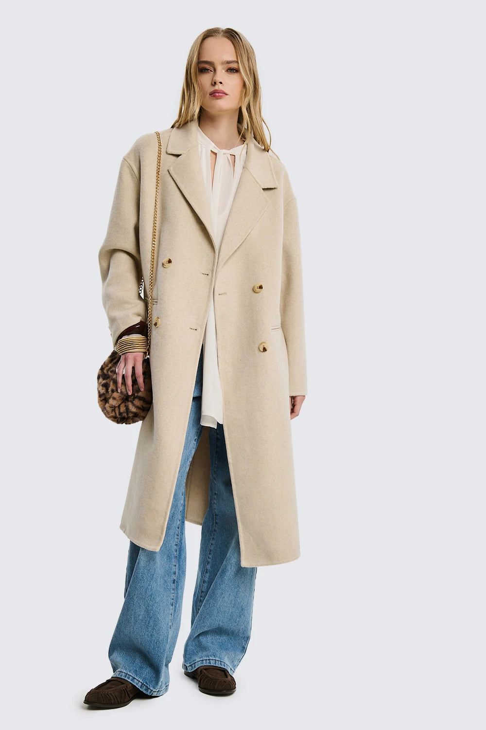 Long Double-Breasted Wool Coat