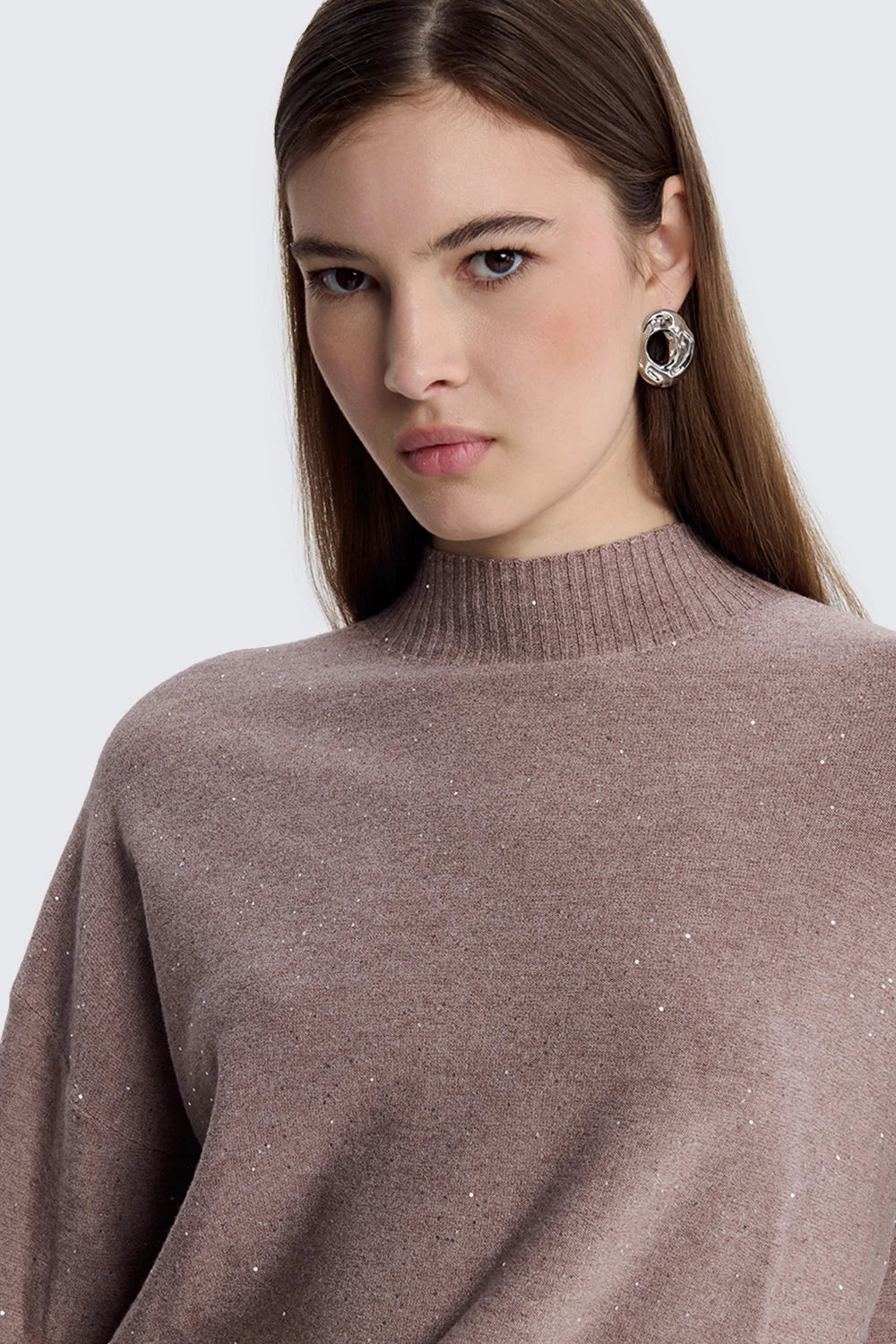 Oversized Turtleneck With Micro Sequins