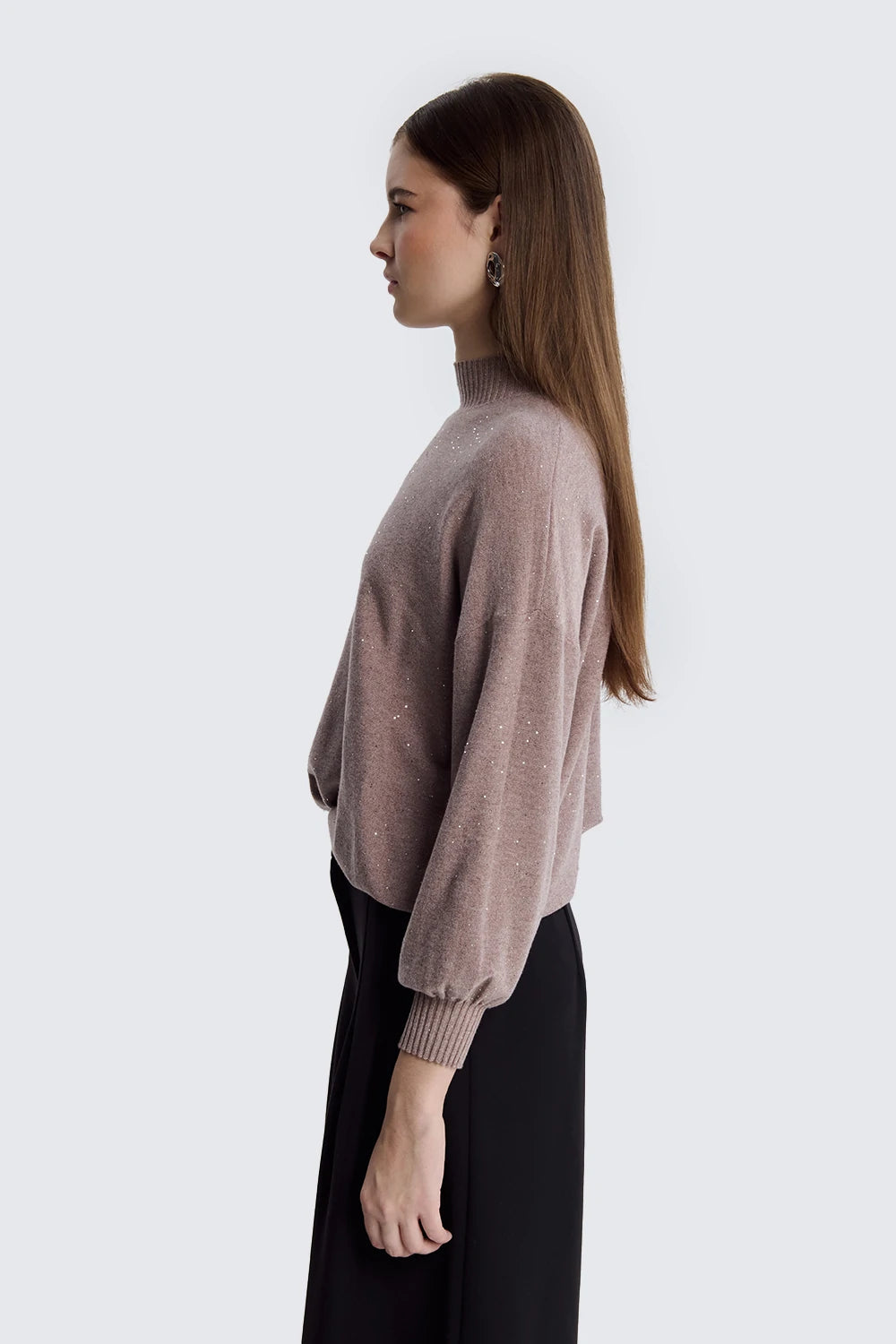 Oversized Turtleneck With Micro Sequins