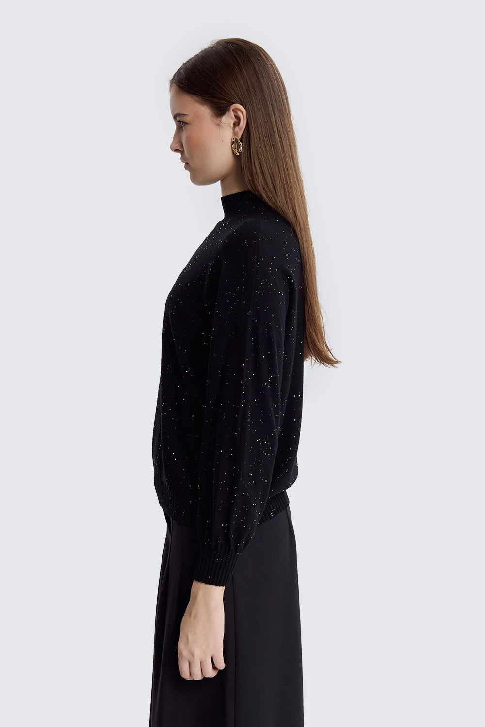 Oversized Turtleneck With Micro Sequins