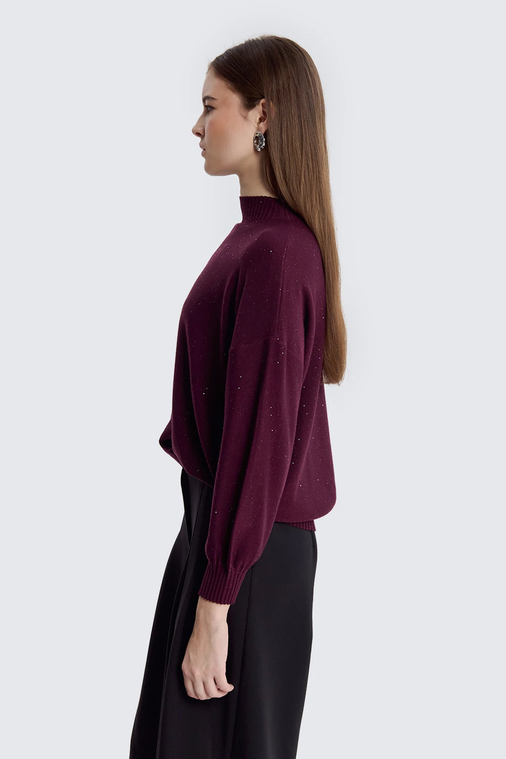 Oversized Turtleneck With Micro Sequins