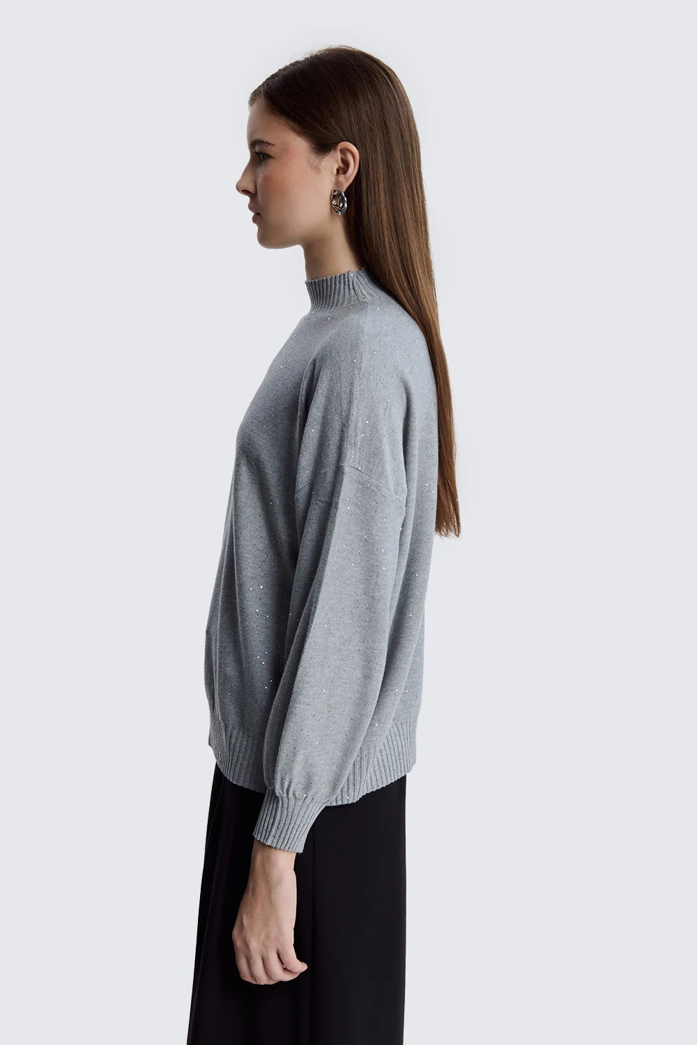 Oversized Turtleneck With Micro Sequins