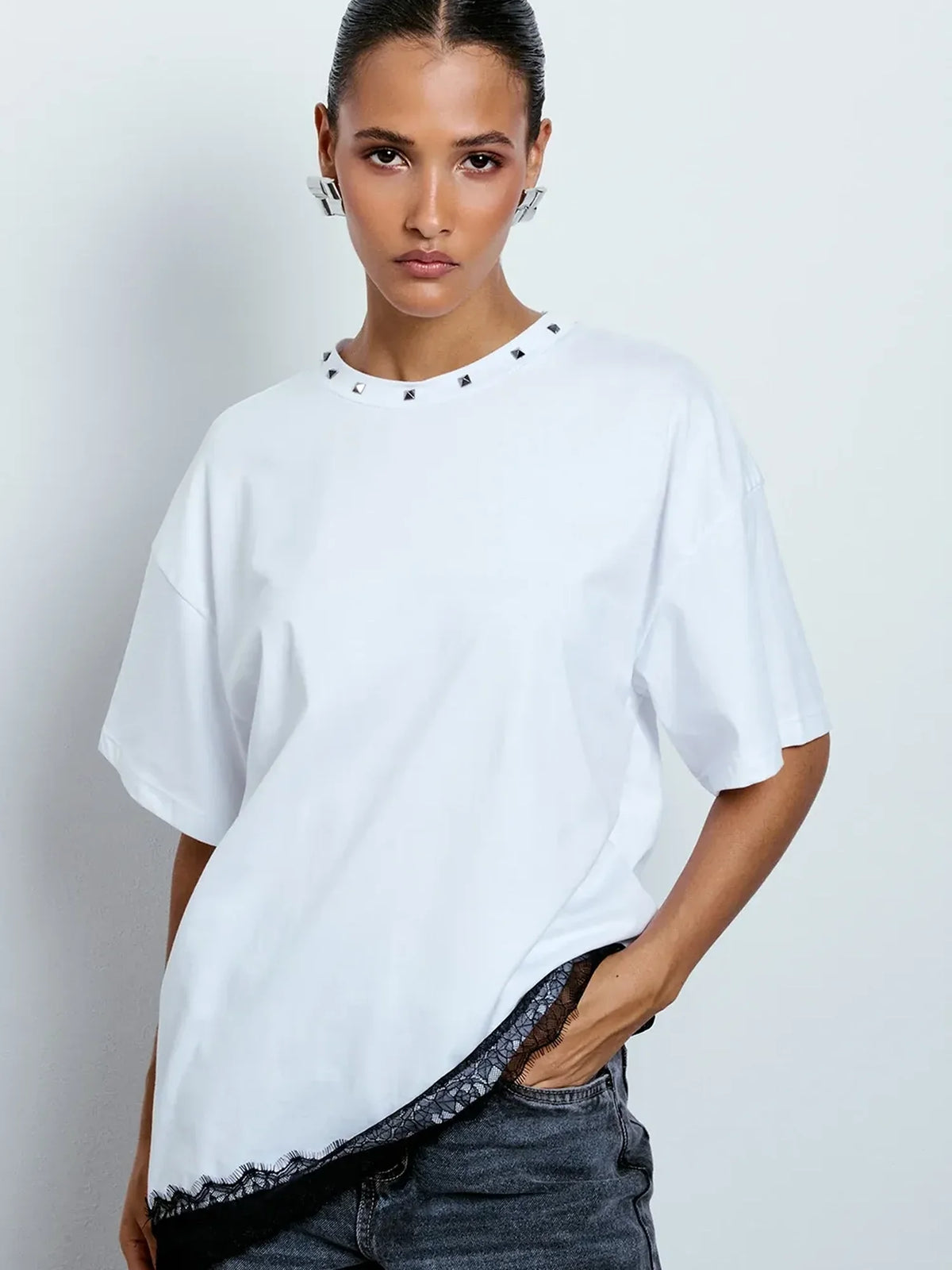 Asymmetric Lace Tee