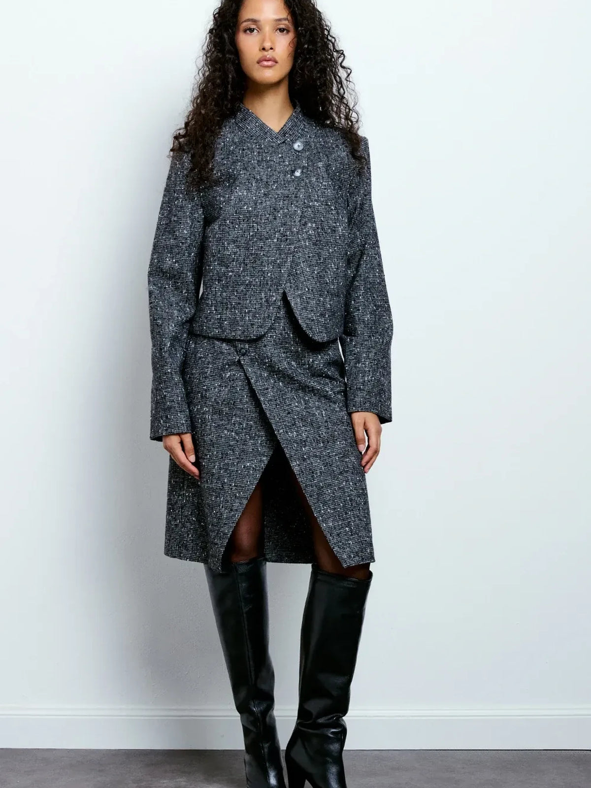 Bouclé Slit Skirt